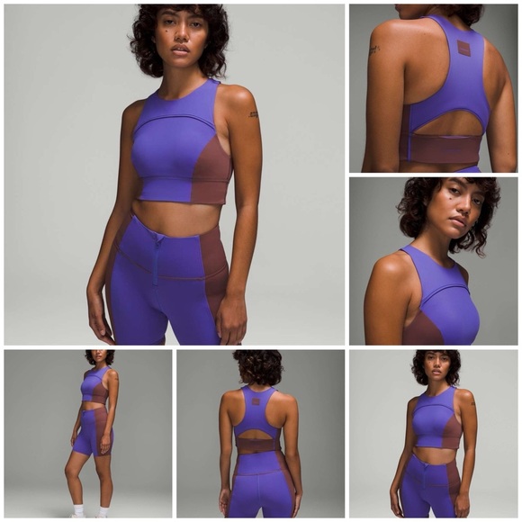 NWOT Lululemon Hike to Swim Top/Sports Bra Top in Purple and Brown, Size Medium - Picture 1 of 4